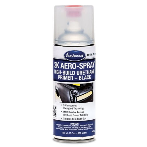 Eastwood 2K Urethane Black Primer | AeroSpray Catalyzed Technology | High Build Durable Aerosol | Works on Painted or Epoxy Primed Surfaces | Paint Prep | 10-16 Sq Ft Coverage | 13.7 oz