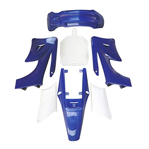 TDPRO Plastic Fairing Kit Fender Parts and Black Seat & 3L Gas Petrol Fuel Tank for Apollo Orion 110cc 125cc 150cc Pit Dirt Bike (4Blue+3White) - color: 4Blue+3White