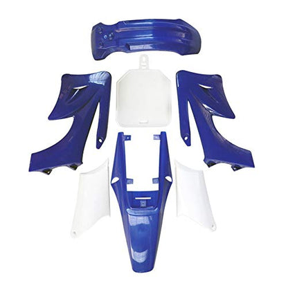 TDPRO Plastic Fairing Kit Fender Parts and Black Seat & 3L Gas Petrol Fuel Tank for Apollo Orion 110cc 125cc 150cc Pit Dirt Bike (4Blue+3White) - color: 4Blue+3White