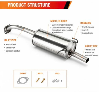 54911 Stainless Steel Rear Exhaust Muffler for 2012-2014 Honda CR-V CRV4 - size: 2012-2014 Honda CR-V