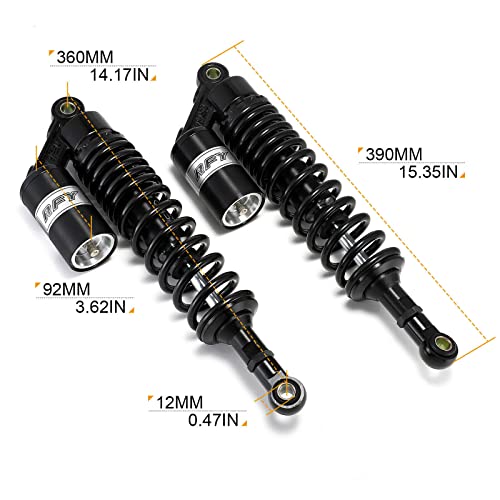 360mm Rear Shock Absorber Suspension Motorcycle ATV Quad 7mm Spring - color: Black