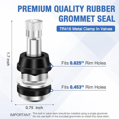 Valve Stem TR416, Metal Valve Stems, Bolt in Tire Valve Stem, High Pressure Valve Stems, Outer Mount Fits .453" and .625" Rim Holes (5 PCS) - size: 5 pack