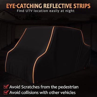 StarknightMT Heavy Duty UTV Cover 4 Seater Waterproof 420D Oxford Windproof - size: 157 x 65 x 77 inches