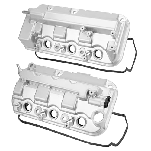2 Pcs Aluminum Front & Rear Engine Valve Cover Compatible with Honda Accord Odyssey Crosstour Pilot Ridgeline 2008-2017, Acura TL RDX 2012-2015, 3.5L V6, Replace # 12310R70A00, 12320R70A00