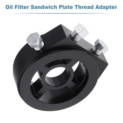 Oil Cooler Sandwich Plate Adapter Aluminum Alloy with 4 Adapter M18x1.5 & M20x1.5 & M22x1.5 & 3/4-16 for Engine Transmission Filter Cooling System