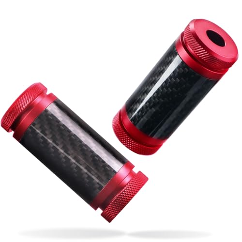 Crash Bar Sliders End Caps CNC Carbon Fiber Inlay Decorative Colored Ends Fits for 1.25" Front Engine Guard Rear Saddlebag Guard (Red) - color: Red