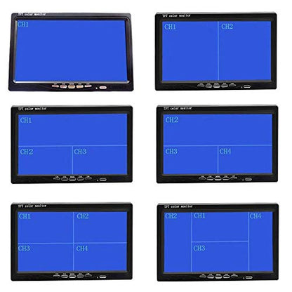 Hikity 7'' Vehicle Backup Camera Monitor Only Quad Split LCD Display Screen - size: 7 Inch+Car Charger