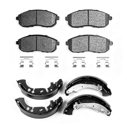 Front Rear Ceramic Brake Pads And Drum Shoes Kit For 2013-2019 Nissan Sentra - style: D815+S1046