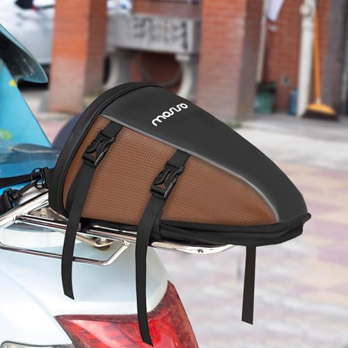 MOSISO Motorcycle Tail Bag Waterproof Polyester Storage Saddle Bag,Brown - color: Brown