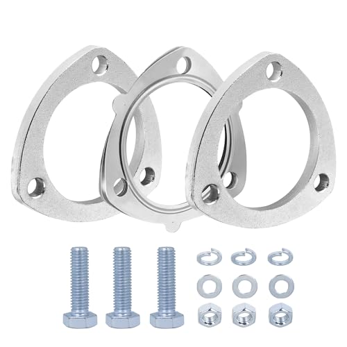 3-Bolt 3 inch/76mm Exhaust Flange & Stainless Steel Exhaust Gasket with Bolts & Nuts for Automotive Replacement Exhaust Flanges - size: 3 inch 3 Blot
