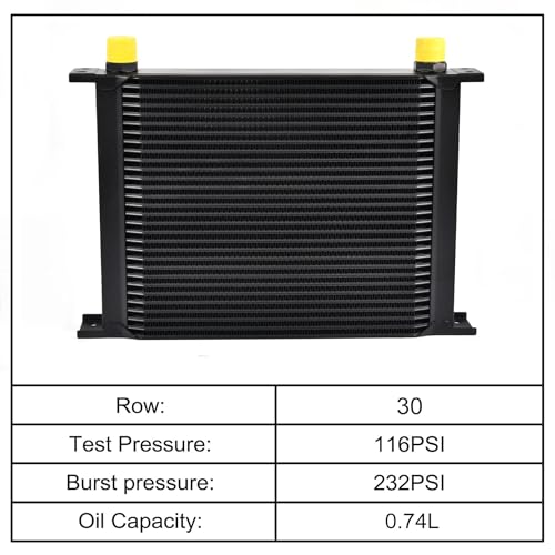 EVIL ENERGY 30 Row Oil Cooler, 10AN Stacked Plate Transmission Engine Cooler Universal British Radiator Aluminium Black - size: 30 Row