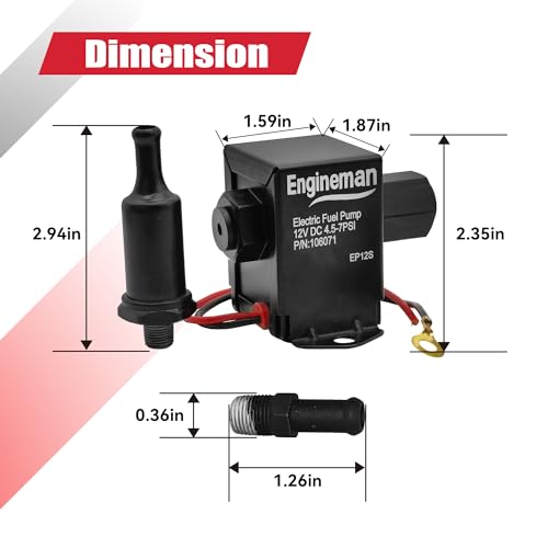 Universal Electric Fuel Pump Kit 12V 4.5-7psi Low Pressure Electric Fuel Pump With Installation Kit For Carburetor Gasoline or Diesel Engine EP12S - size: EP12S 4.5-7 PSI
