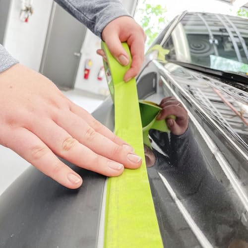 3M Scotch 233+ Crepe Paper Automotive Refinish Performance Masking Tape, 250 degree F Performance Temperature, 25 lbs/in Tensile Strength, 60.15 yds Length x 1/2" Width, Green