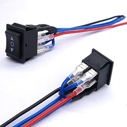 Weideer 12V Polarity Reverse Switch Momentary 6 Pin (ON)-Off-(ON) RV Jack Switch Motor Control Rocker Toggle with Jumper Wires - color: Not Waterproof, size: Momentary