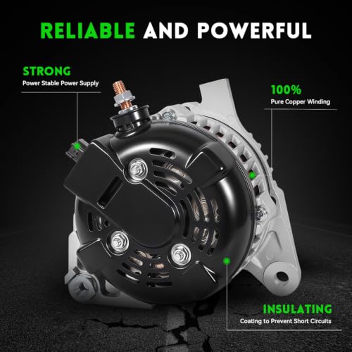 160A New Alternator for Dodge Grand Caravan, Chrysler Town & Country 08-10 3.3L 3.8L, Voyager 2008 3.3L, Jeep Wrangler 07-08, Volkswagen Routan 09-10 3.8L, Replace 11295 4801304AA - size: 11295N