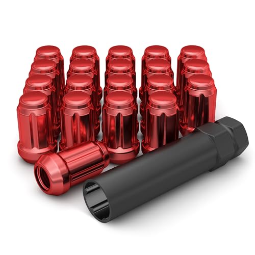 White Knight 3804RDT-20AM 1/2"-20 Red 6 Spline Lug Nut with Key, 20 Pack (for AFTERMARKET Wheels with Smaller 0.80" Diameter Seating) - color: Red