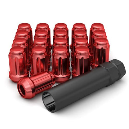 White Knight 3804RDT-20AM 1/2"-20 Red 6 Spline Lug Nut with Key, 20 Pack (for AFTERMARKET Wheels with Smaller 0.80" Diameter Seating) - color: Red