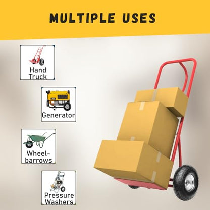 10-Inch Solid Replacement Tire and Wheel 4.10/3.50-4" - Flat Free Tires for Cart, Dolly, Hand Truck, Generator, Lawnmower, Garden Wagon with 5/8” Axle Bore Hole - Double Sealed Bearings (2)