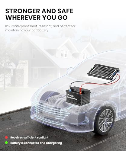 POWOXI 9W 12V Solar Battery Charger Trickle Maintainer Kit for Car - color: Solar Powered Battery Chargers 9w