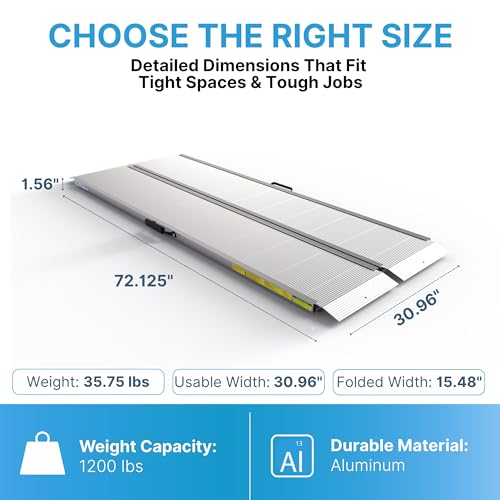 EZ-Access Traverse Aluminum All Weather Singlefold Ramp, Silver, 6 ft - size: 6 Foot, style: Singlefold Edgeless