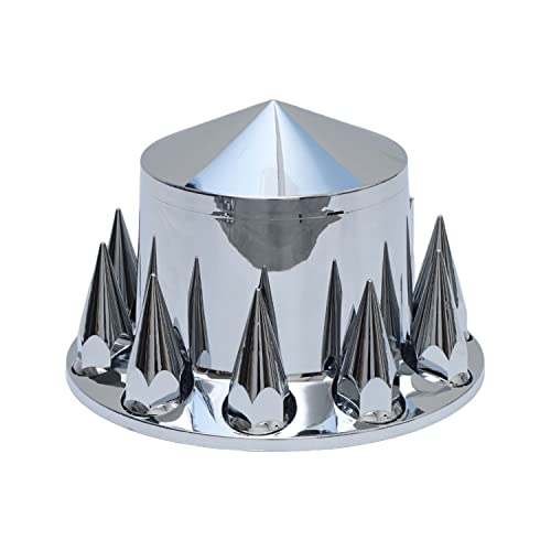 ABS Plastic Chromed Hubcaps Front and Rear Wheel Axle Cover Set with 33mm Thread-On Lug Nut Covers for Semi Trucks (Pointed) - color: Pointed