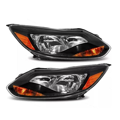 Headlights Assembly w/Bulbs Set For 2012-2014 Ford Focus Black Housing - color: For 2012-2014 Focus