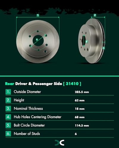 SCITOO Rear Brake Kits Disc Brake Rotor Brakes Pads:31410;D1100 - size: Rear 31410-Disc + D1100 [2+4PCS]
