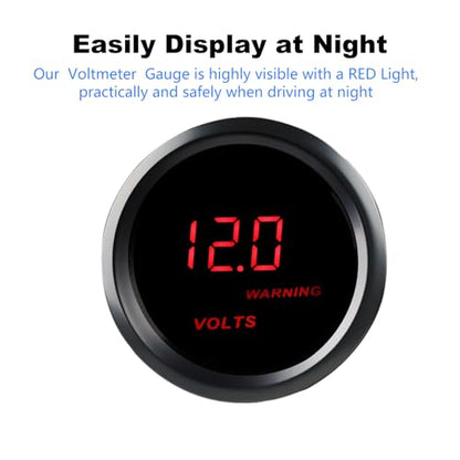 2inch 52mm DC12V Voltmeter Red Digital LED Volt Gauge - color: Volt Gauge