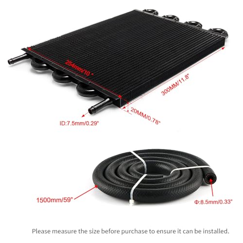 8 Pass Tube and Fin Transmission Cooler Universal 5/16" Oil Cooler Kit Aluminium Black - size: 8 Pass