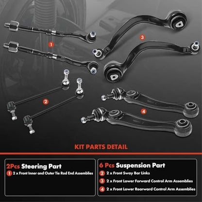 A-Premium 8Pcs Front Suspension Kit, Lower Control Arm, Sway Bar Link