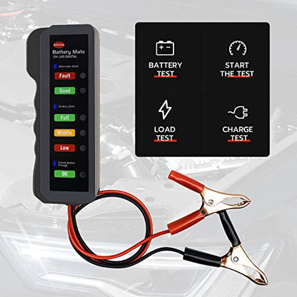 Automotive Load Tester Indicator, 12V Automotive Vehicle Battery Condition Detector, LED Indication, Digital Alternator Charging System Analyzer, Universal for Car, Motorcycle, Truck.