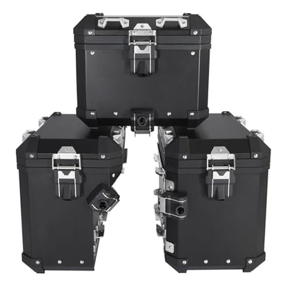 TCMT Trunk Top Box Saddlebags Side Case Fit For BMW R1200GS/R1200GS Adventure 2013-2018 R1250GS 19-24 F850GS/F850GS Adventure 17-22 F900GS 23-25 - color: Black, size: Saddleabg & Trunk Set