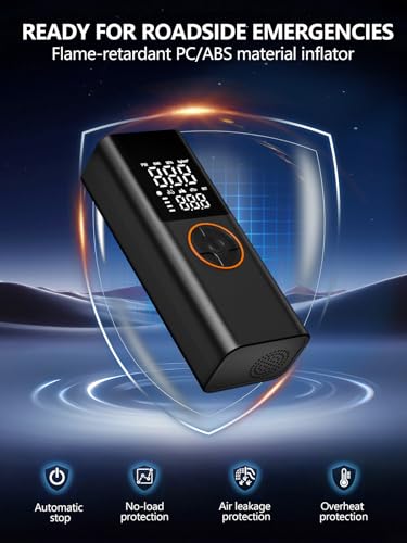 Tire Inflator Portable Air Compressor,12V DC, Rechargeable Battery