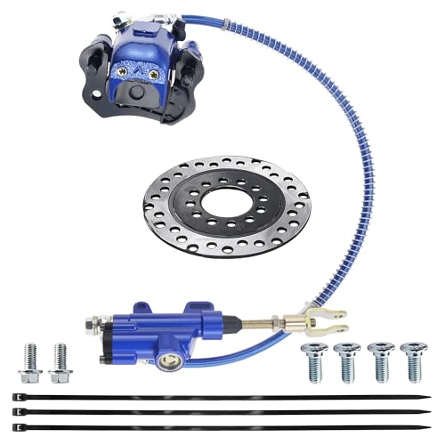 PRO BAT Rear ATV Brake Kits with Brake Master Cylinder Caliper Disk Rotor - color: Blue