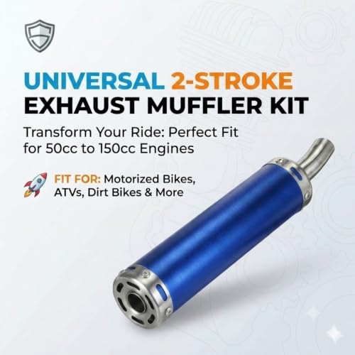 BADASS SHARKS Universal Motorcycle Exhaust Muffler Blue 22mm 2-Stroke - color: Blue