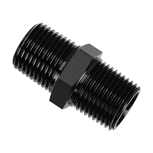 EVIL ENERGY 1/2"NPT Male to 1/2"NPT Male Thread Coupling Equal Hose Fitting Adapter Black Aluminum - size: 1/2 NPT