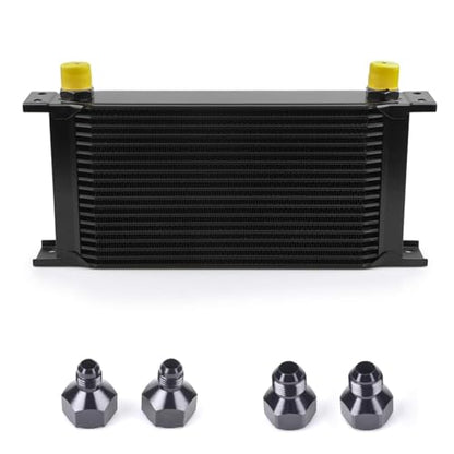 19 Row AN10-10AN Stacked Plate Oil Cooler With Mounting Bracket - color: Oil Cooler+Mounting Bracket, size: 19 Row-BK