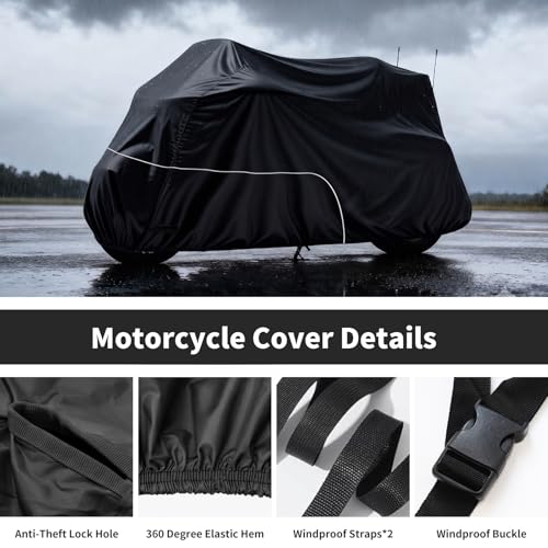Motorcycle Cover Heavy Duty 300D Waterproof for Touring Ultra - color: Black