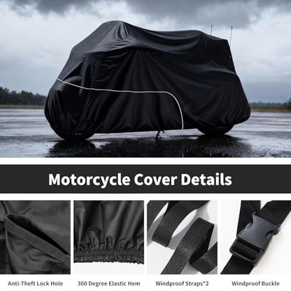 Motorcycle Cover Heavy Duty 300D Waterproof for Touring Ultra - color: Black