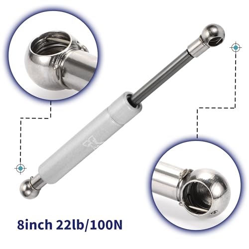X AUTOHAUX 1 Pc 8inch 22Lbs/100N Silver Tone Lift Supports - color: Silver Tone, size: 22lb