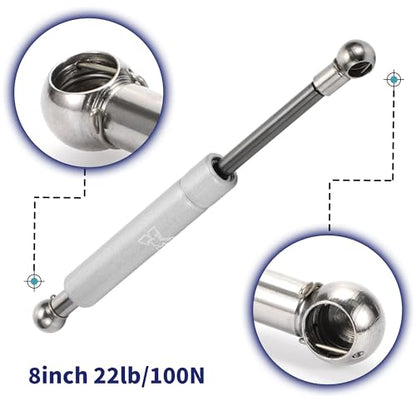 X AUTOHAUX 1 Pc 8inch 22Lbs/100N Silver Tone Lift Supports - color: Silver Tone, size: 22lb