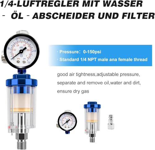 HVLP Spray Gun with 10 Disposable Cups 1.4/1.7/2.0mm Nozzles Blue