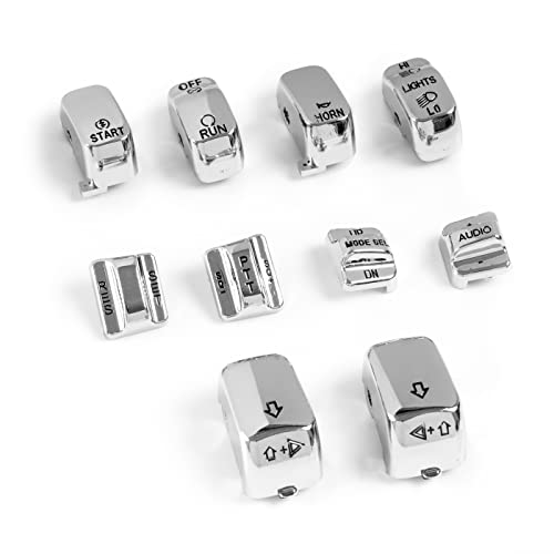 Chrome Hand Control Switch Housing Switch Cap Kit Compatible for Harley Davidson Touring Electra Road Glide Road King Tri Glide Ultra FLHTCU FLTR FLHR 1996-2013