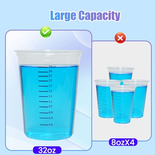 42pcs Resin Mixing Cups, Disposable Measuring Cups, 32oz Graduated Clear Plastic Measuring Cups for Epoxy Resin, Mixing Paint, Pigments - size: 32OZ