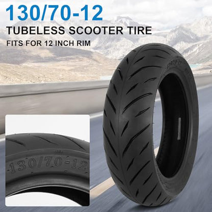 130/70-12 Tubeless Tire for Scooter, Moped, Tricycle - Bias-6PR 62 P-1 PACK - size: 130/70-12