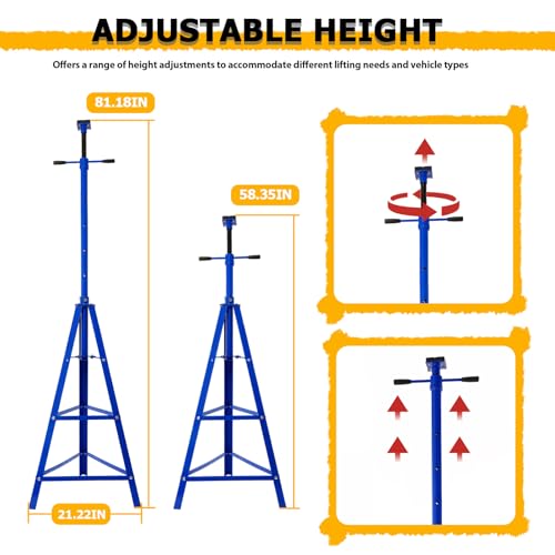 KUAFU Adjustable Under Hoist Tripod Stand, 4500 LBS Load Capacity, 2 Ton - size: Blue