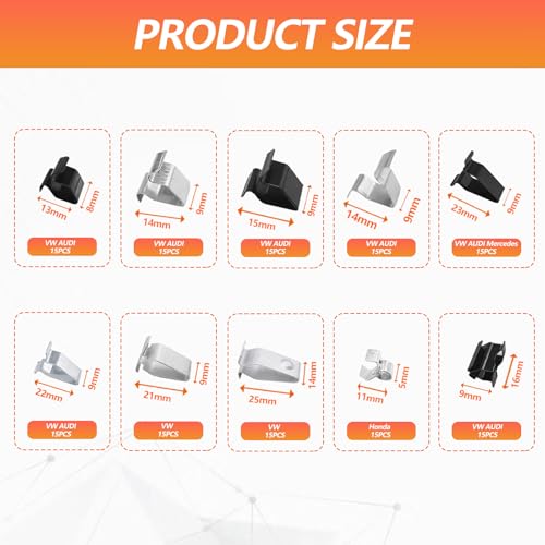 270Pcs 18 Sizes Auto Car U-Clip Metal Trim Panel Spring Clip Trim Moulding Clip Kit 4A0-867-276A Compatible with VW Audi