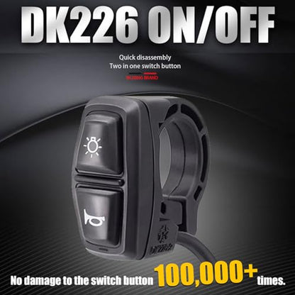 Universal 2in1 Ebike Light and Horn Switch Motorcycle Headlight Horn Button - style: 2-in-1 switch DK226