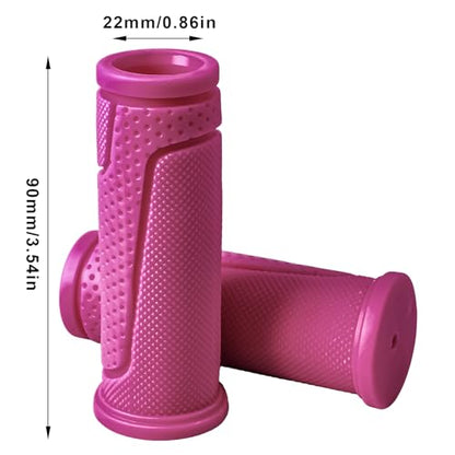 9-Color Kids Bike Handlebar Grips - Non-Slip TPR Bicycle Grips for Mini Bikes & Micro Scooters (22.2mm, 90mm) - color: Rose