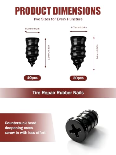 50 PCS Quick Fix Screw-in Tire Plug Kit with 2 Tubes of Sealant Glue